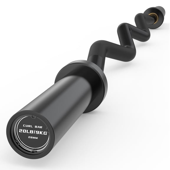 ROALW 4FT EZ Curl Bar 500LB, Olympic Barbell for 3" Plates, Home Gym, Black