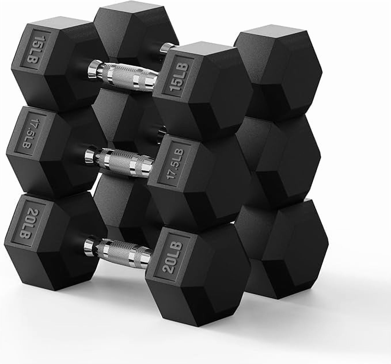 ROALW HEX Dumbbell 105lb Set B, Rubber Encased Home Gym Dumbbells, Exercise & Fitness Weights Dumbbells for Women & Men, Hand Weight for Strength Training