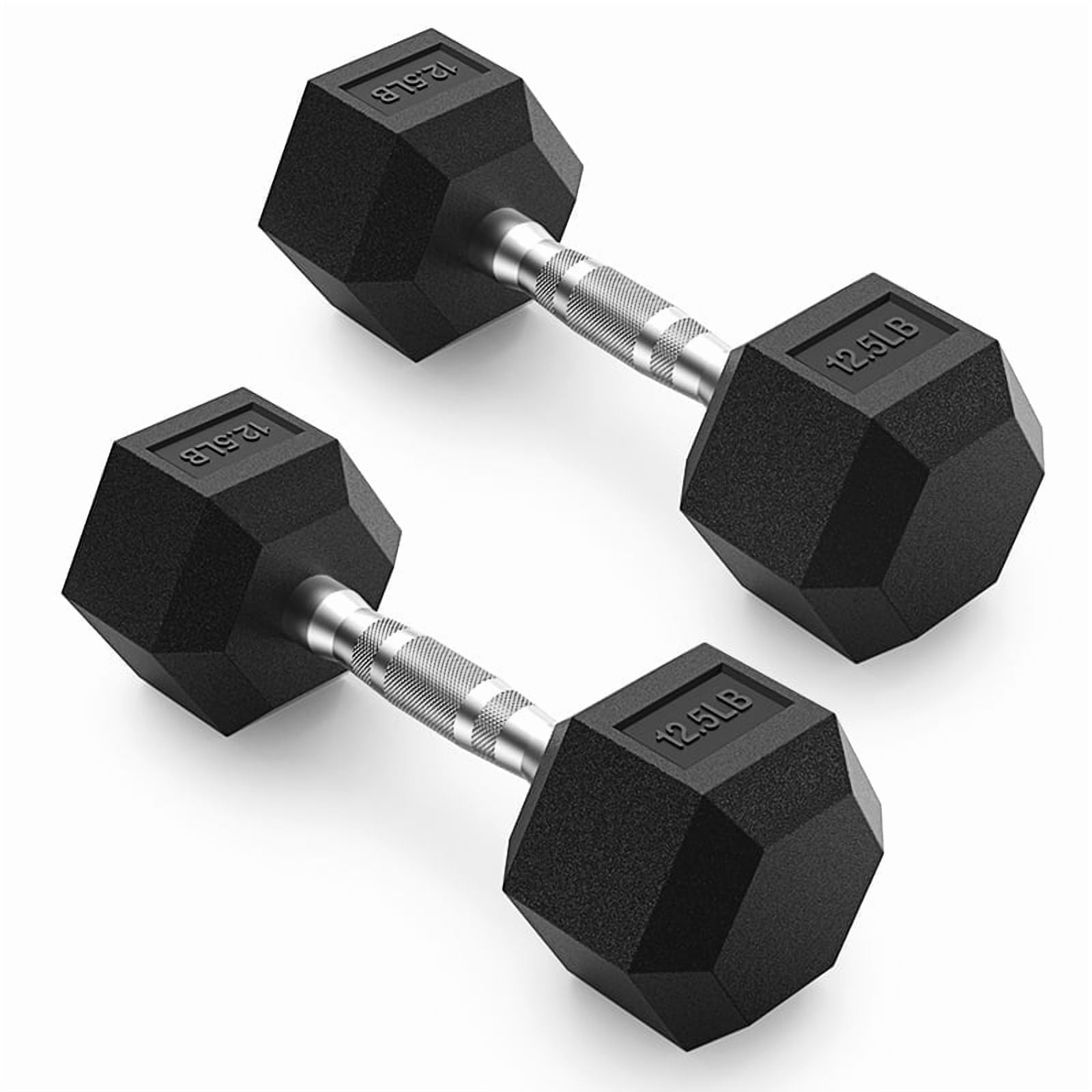 ROALW HEX Dumbbell 12.5 lb Set of 2, Rubber Encased Home Gym Dumbbells, Exercise & Fitness Weights Dumbbells for Women & Men, Hand Weight for Strength Training