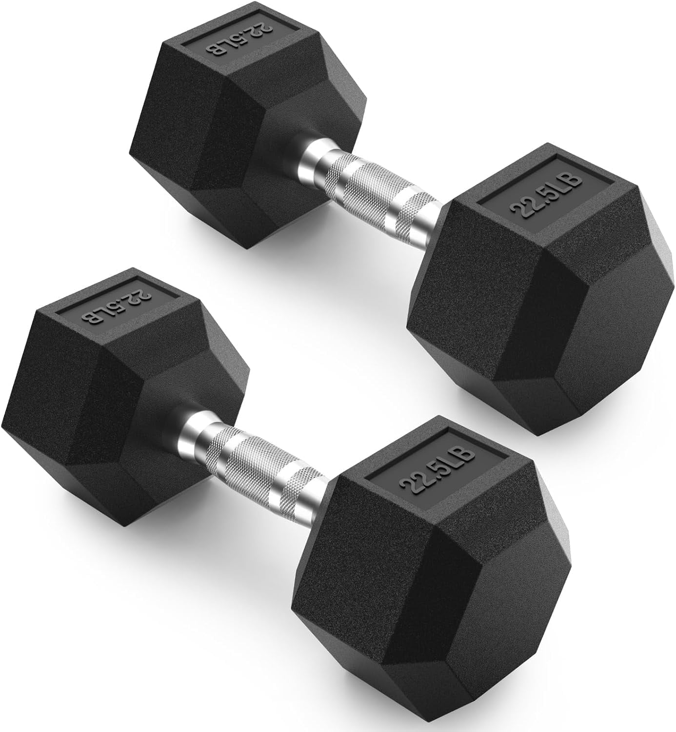 ROALW HEX Dumbbell 22.5lb Set of 2, Rubber Encased Home Gym Dumbbells, Exercise & Fitness Weights Dumbbells for Women & Men, Hand Weight for Strength Training