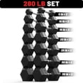 thumbnail image 1 of ROALW HEX Dumbbell 280 lb Set, Rubber Encased Home Gym Dumbbells, Exercise & Fitness Weights Dumbbells for Women & Men, Hand Weight for Strength Training, 1 of 7