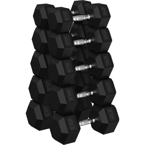 ROALW HEX Dumbbell 350 lb Set, Rubber Encased Home Gym Dumbbells, Exercise & Fitness Weights Dumbbells for Women & Men, Hand Weight for Strength Training