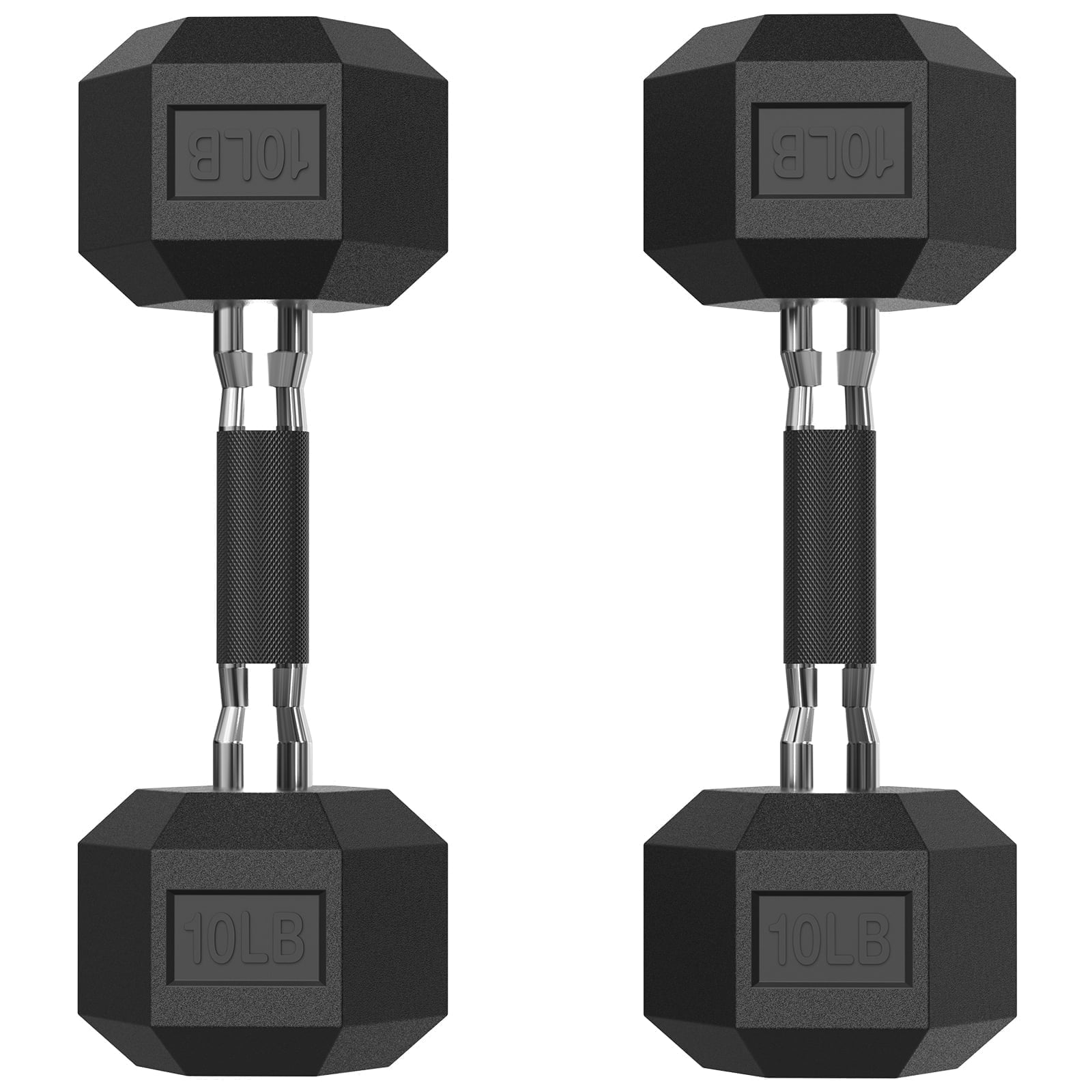 ROALW Hex Dumbbell 10 lb Set of 2 with Rubber Grip, Odorless Rubber Coated Weight Fixed Dumbbells Set of 2, Weights for Women at Home, Hand Weights for Home Gym & Strength Training