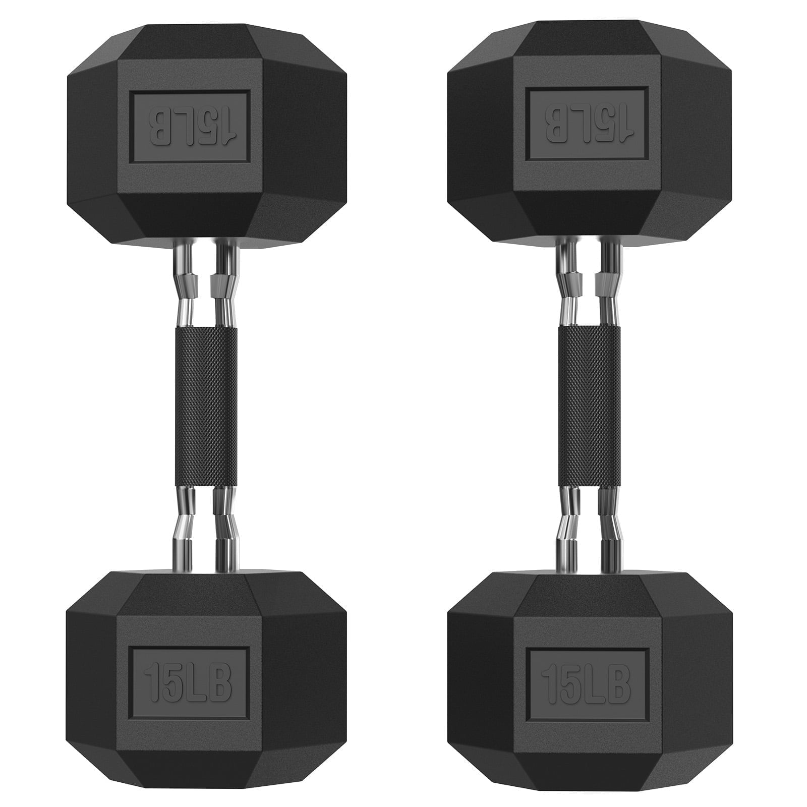 ROALW Hex Dumbbell 15 lb Set of 2 with Rubber Grip, Odorless Rubber Coated Weight Fixed Dumbbells Set of 2, Weights for Women at Home, Hand Weights for Home Gym & Strength Training
