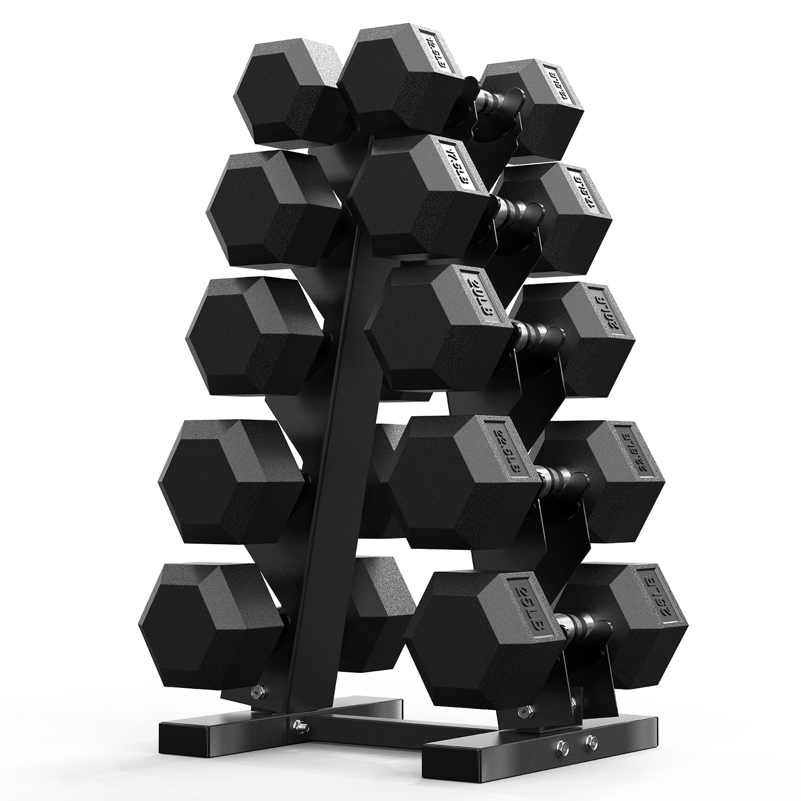 ROALW Hex Dumbbell Sets with Rack, 195lb Rubber Coated Dumbbell Weight Set and Storage Rack, Multiple Options Hand Weights for Strength Training