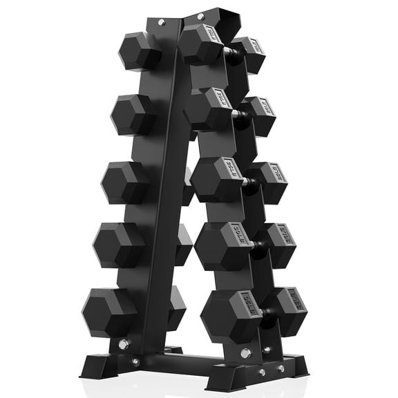 ROALW 250lb Hex Dumbbell Set with Heavy Duty Rack, Rubber Coated Weight Set for Home Gym Strength Training