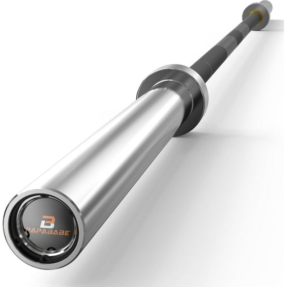 PAPABABE Olympic Barbell, 6.6ft/7ft Weight Bar 45lb Barbell Solid Chrome/Solid Zinc/Cerakote, 2 Inch Diameter, 1000lb/1200lb/1500lb Capacity for Deadlift, Weightlift and Bench Press