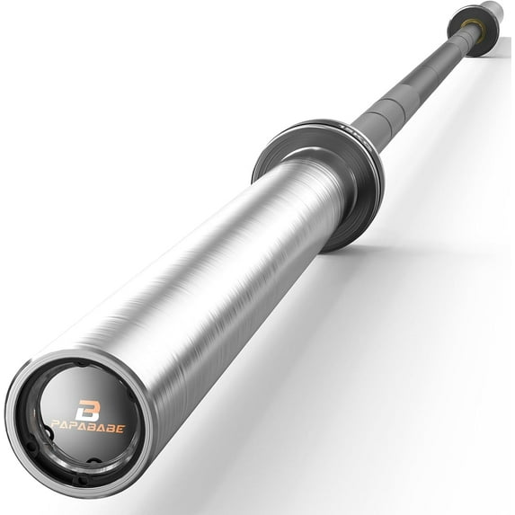 PAPABABE Olympic Barbell, 6.6ft/7ft Weight Bar 45lb Barbell Solid Chrome/Solid Zinc/Cerakote, 2 Inch Diameter, 1000lb/1200lb/1500lb Capacity for Deadlift, Weightlift and Bench Press