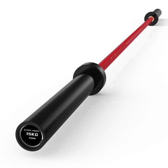 ROALW Olympic Barbell Bar 6.5 ft - 1,000 lb Capacity for Weightlifting, Powerlifting, Bench Press, Deadlift & Squat - Strength Training Barbell for Gym, Red & Black