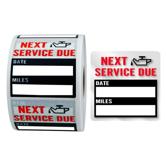 PAPADA 100Pcs/Roll Oil Change Reminder Stickers Automotive Maintenance Service Reminder Car Window Labels Windshield Stickers