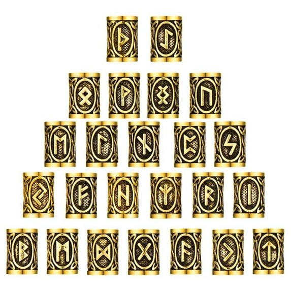 PAPADA 24PCS/Set Viking Rune Beads Hair Beard Pendant Antique DIY Bracelet Jewelry