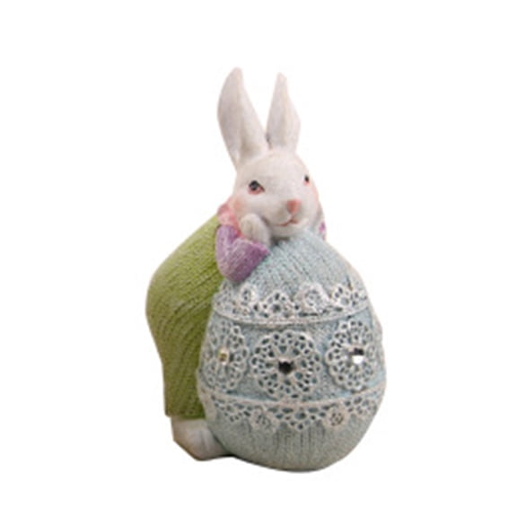 PAPADA Resin Bunny Eggs Ornaments Spring Easter Decoration Micro Landscape Statue Figurine Fairy Garden Decor