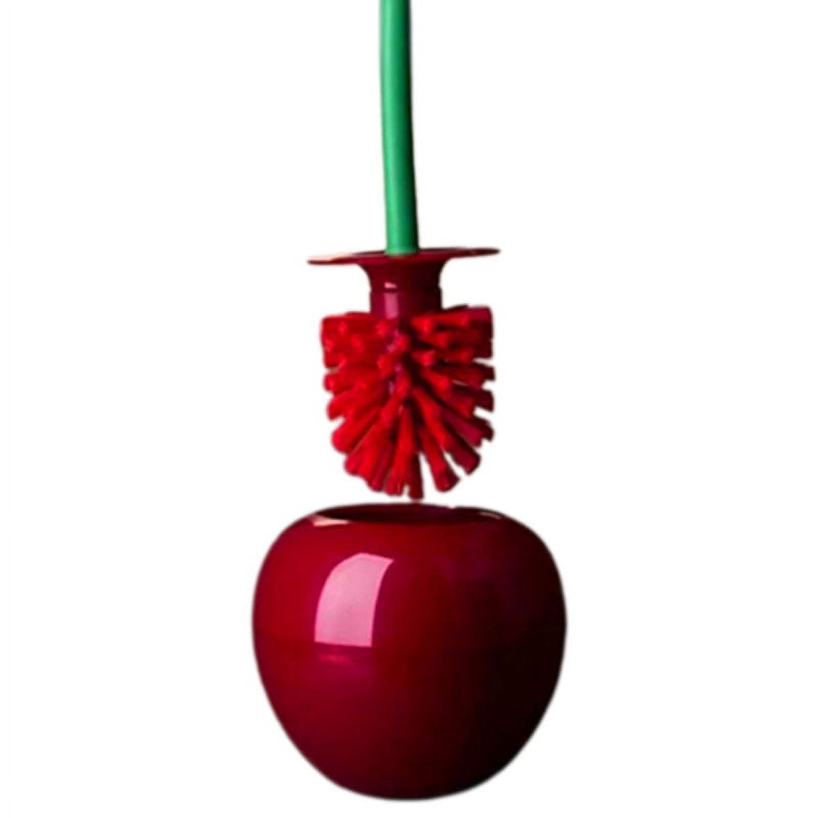 Cherry Style Toilet Brush Set – Wine Red Long Handle With Base For Deep Cleaning