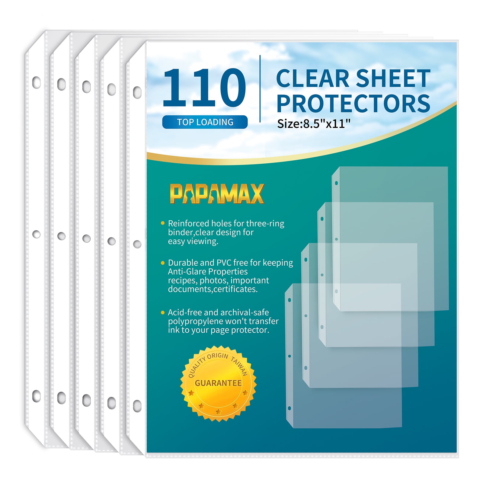 Sheet Protectors for 3 Ring Binder - 500 Premium Clear Plastic Page  Protectors 3
