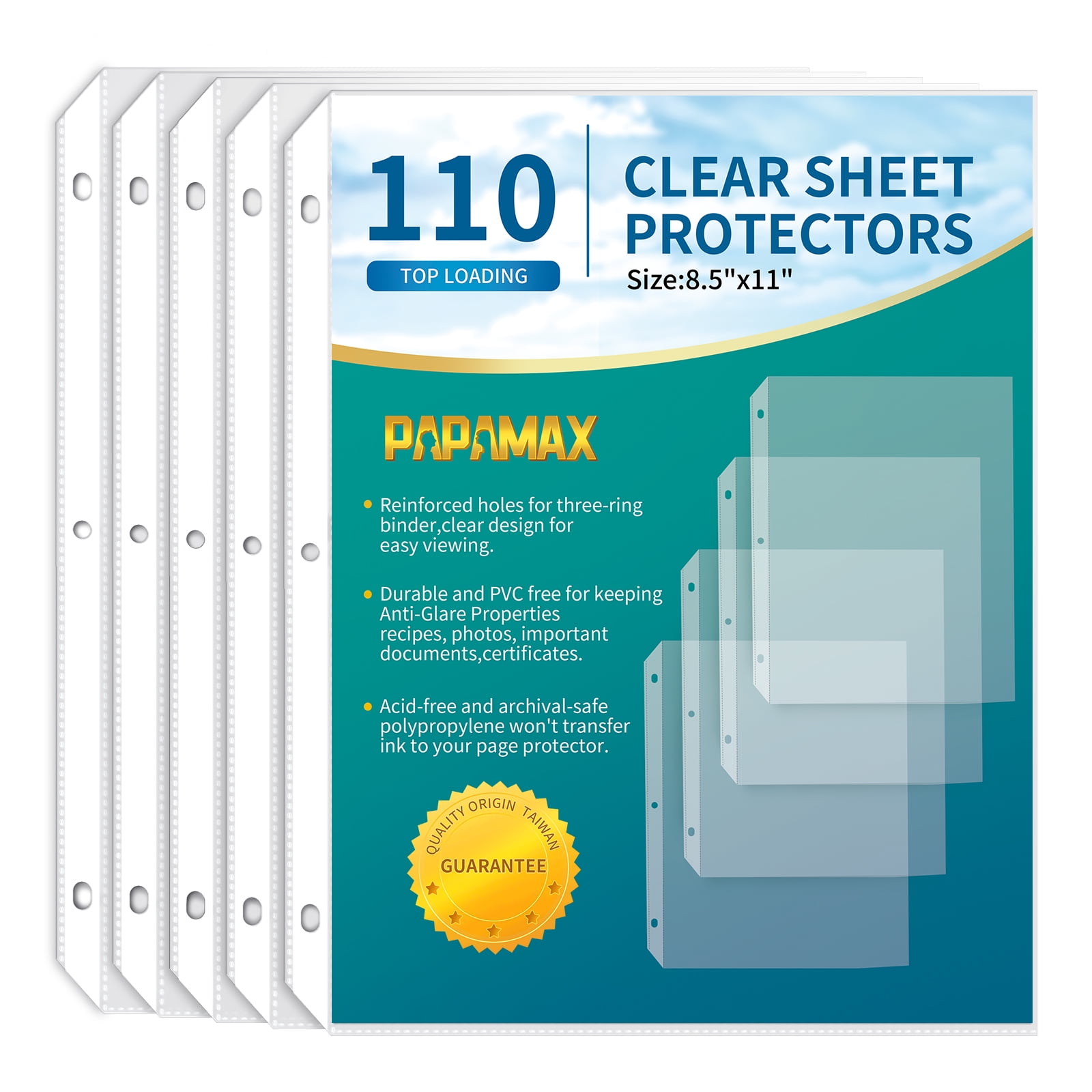 Sheet Protectors for 3 Ring Binder - 500 Premium Clear Plastic