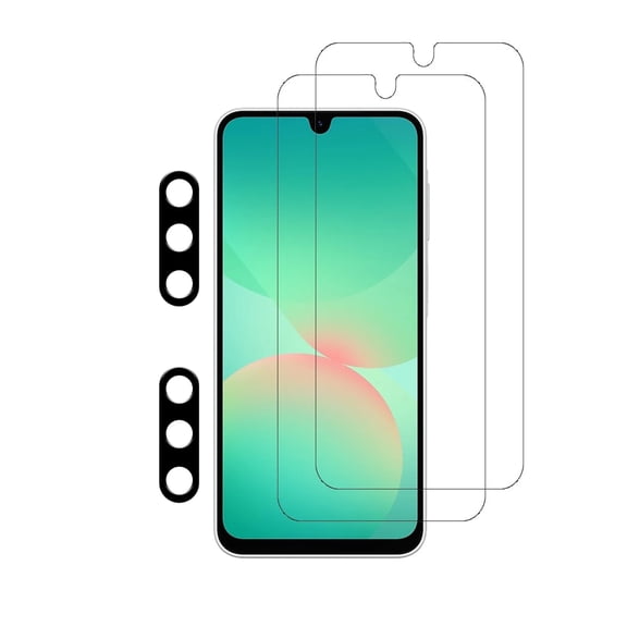PAPAUTOP [2 Pcs] HD Clear Anti-Scratch  Tempered Glass Screen Protector with Camera Protector for Samsung Galaxy A26 5G 2025