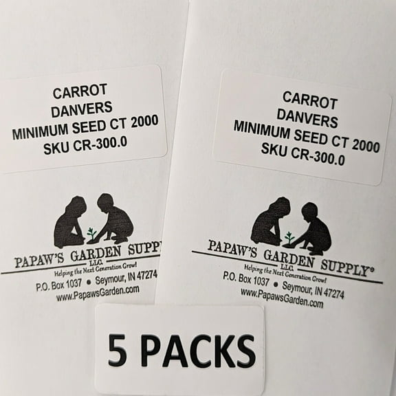 PAPAW'S GARDEN SUPPLY LLC. HELPING THE NEXT GENERATION GROW! Danvers Heirloom Carrot 5 Pack of 2000 Seeds Each