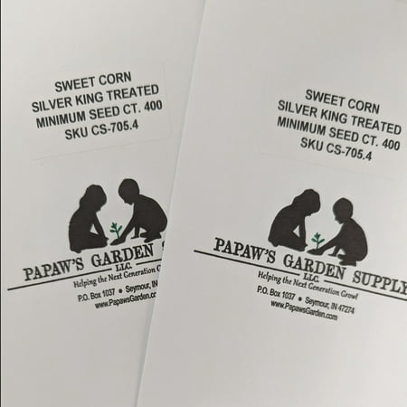 PAPAW'S GARDEN SUPPLY LLC. HELPING THE NEXT GENERATION GROW! Silver King Treated Hybrid Sweet Corn 2 Packs 400 Seed CT Each