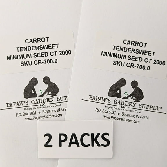 PAPAWS GARDEN SUPPLY LLC HELPING THE NEXT GENERATION GROW!  Tendersweet Carrot Seeds 2 Packs 2000 Seed Ct. EACH