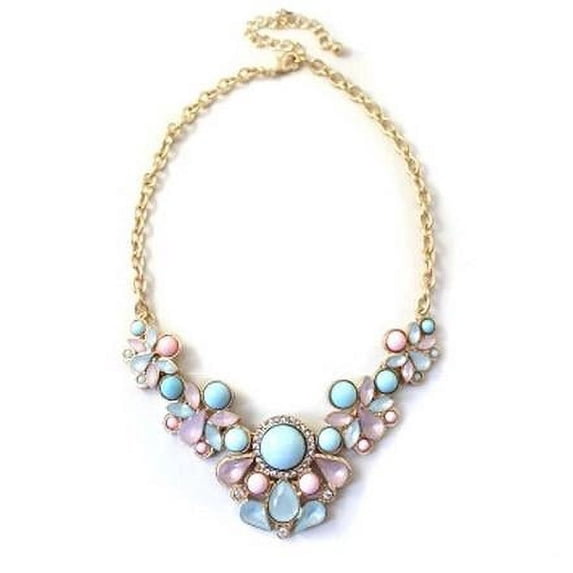 PAPER AND QUARTZ Pastel Perfection Statement Necklace in Blush Pink, Blue, and Lilac