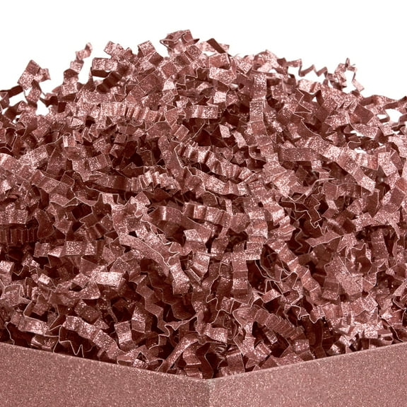 PAPER FAIR 1/2 LB Rose Gold Glitter Easter Grass Crinkle Cut Paper, Raffia Tissue Paper Filler Shred Strand Craft Bedding Cushion, Wedding, Christmas, Birthday for Gift Basket Boxes