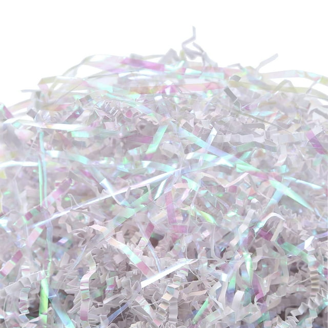 PAPER FAIR 1 LB AIF4 Iridescent Diamond White Easter Grass Crinkle Cut