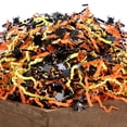thumbnail image 1 of PAPER FAIR 1LB Halloween Metallic Black Orange Crinkle Cut Paper with Pumpkin Confetti, Trick or Treat Candy Gift Basket Box Shredded Paper Raffia Filler, Craft Bedding Cushion, Birthday Party, 1 of 8