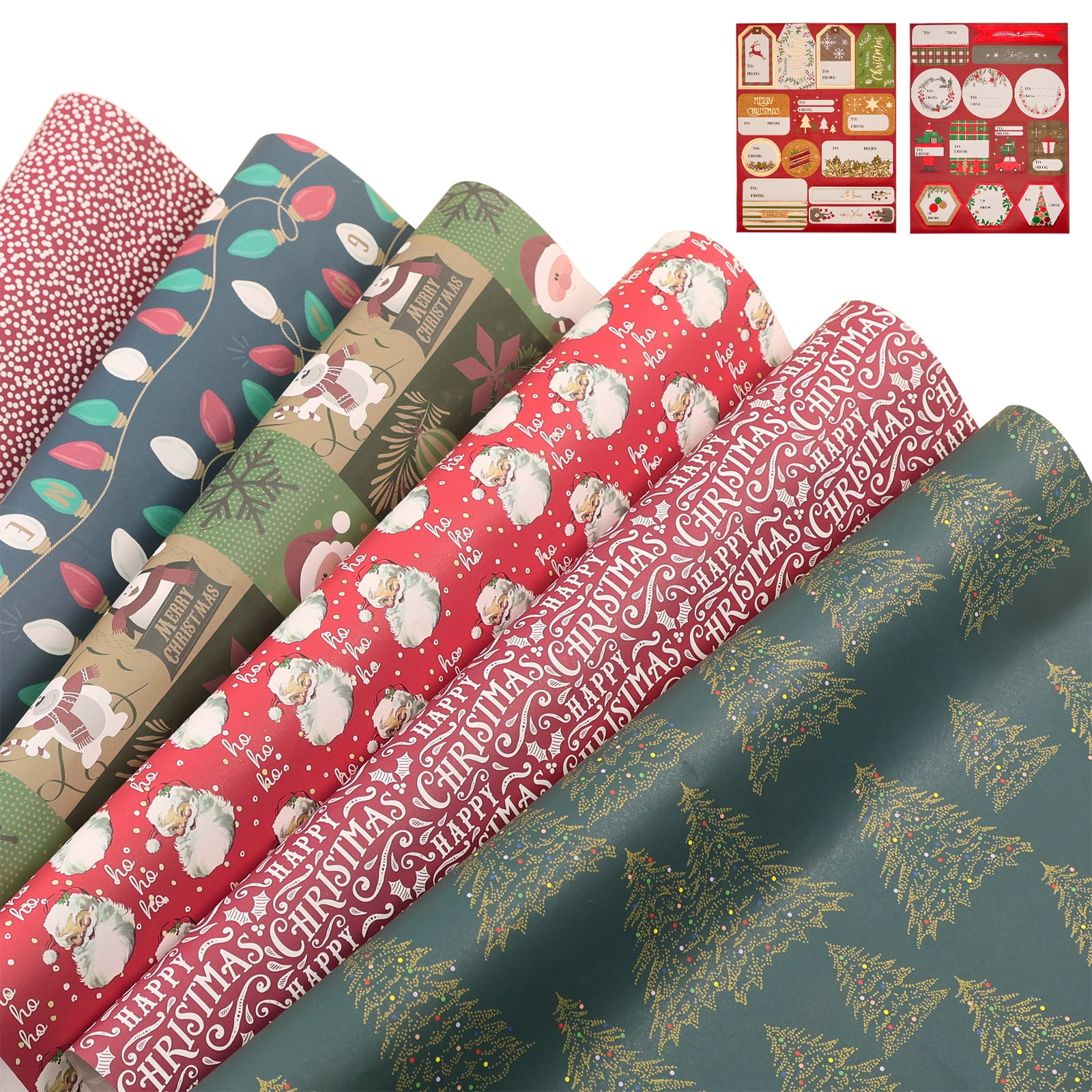 PAPER FAIR Christmas Wrapping Sheet Sets 19x27-12 Folded Flat Bulk Gift ...