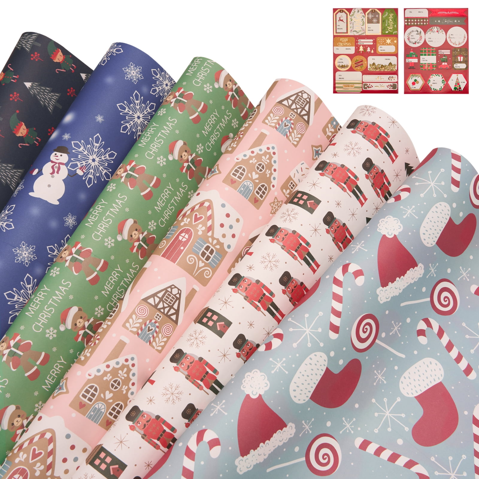 PAPER FAIR Christmas Wrapping Sheet Sets 19x27-12 Folded Flat Bulk Gift ...