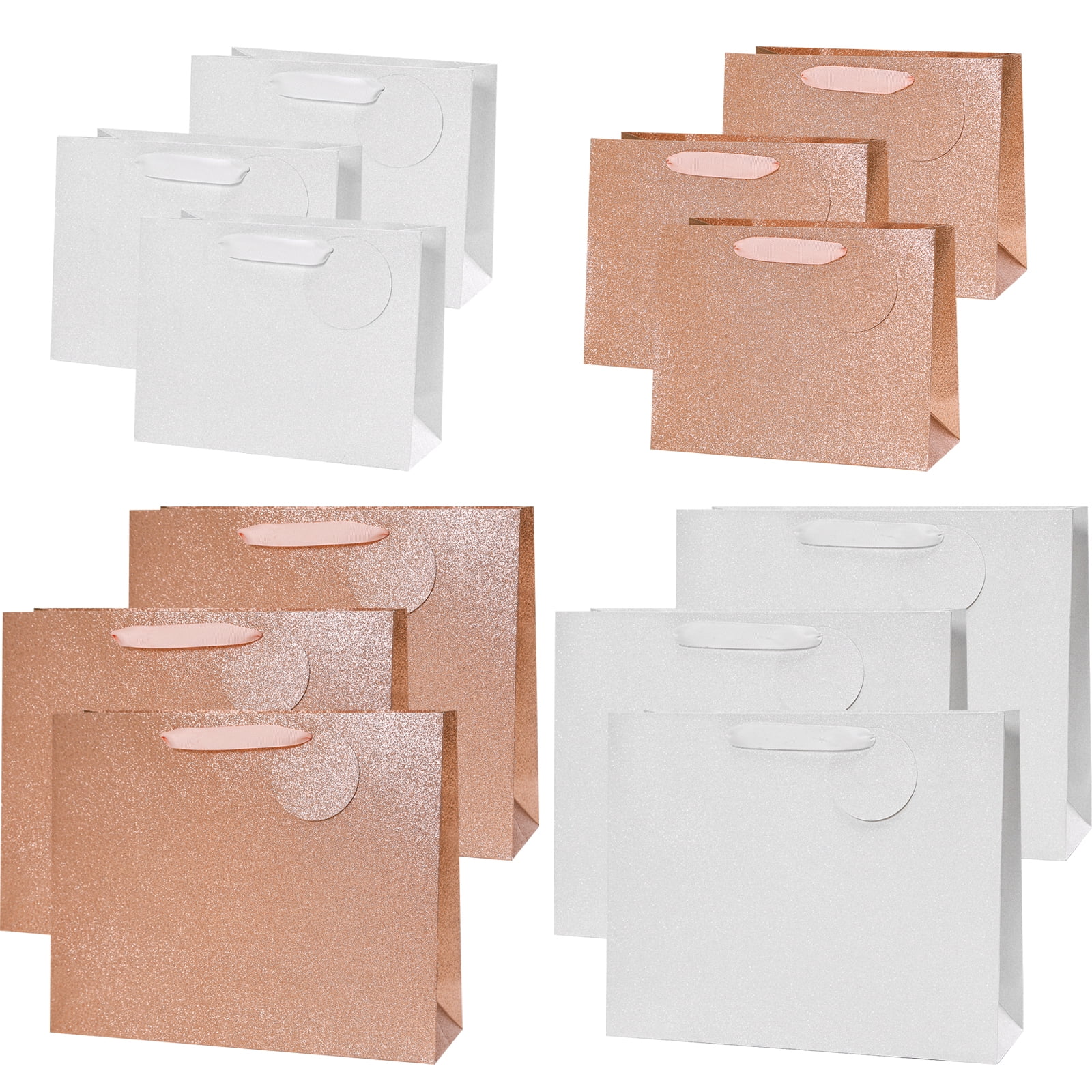 PAPER FAIR Rose Gold White Large Small Size Paper Gift Bags with