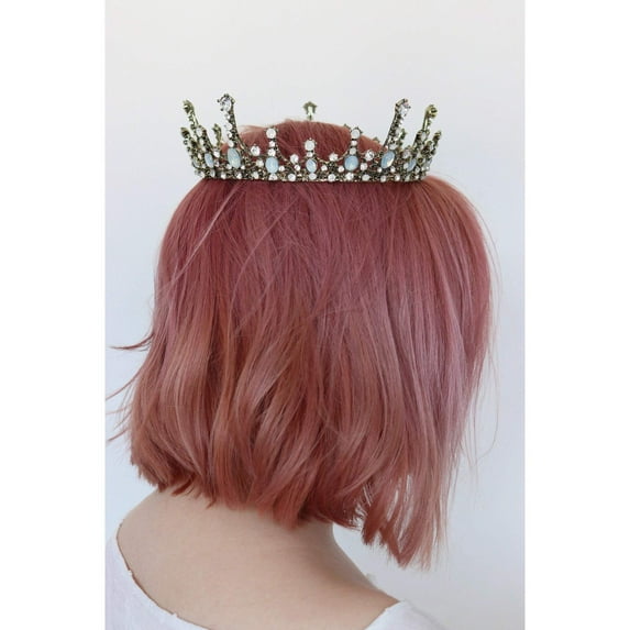 PAPER & QUARTZ Moonlight Ice Queen Crown Tiara in Champagne Gold and Opal