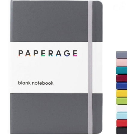 PAPERAGE Blank Journal Notebook, (Dark Grey), 160 Pages, Hardcover, 5.7” x 8”