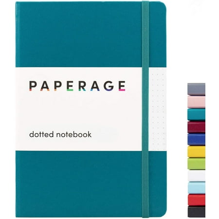 PAPERAGE Dotted Journal Notebook, (Turquoise), 160 Pages, Hardcover, 5.7” x 8”