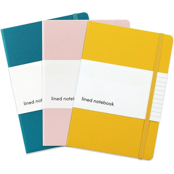 PAPERAGE Lined Journal Notebook, 10 Pack, (Bright Rainbow), 160 Pages, Medium 5.6 in x 8 in - 100 GSM Thick Paper – Hardcover Journaling Notebook for Work, School & Note Taking