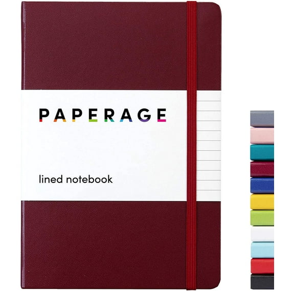 PAPERAGE Lined Journal Notebook, (Burgundy), 160 Pages, Hardcover, 5.7” x 8”