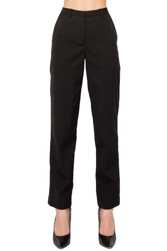 Women's Work Dress Pants - Straight Leg Slacks Business Casual Stretch Office Trouser with Pockets PB001 Black 12