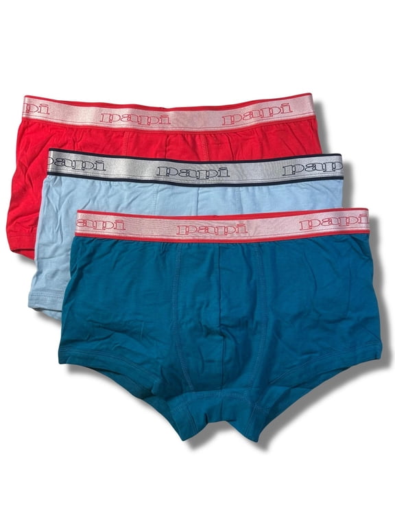 MEN TRUNKS X3 - 243 TEAL RED - XLARGE - COTTON UNDERWEAR BOXER 3 PACK
