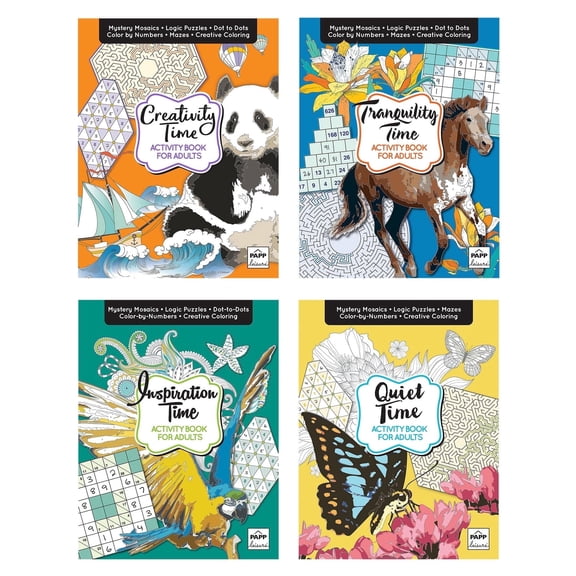 PAPP Adult Activity Books 4 Pack 100+ Pages of Color by Number, Puzzles, Word Search & More