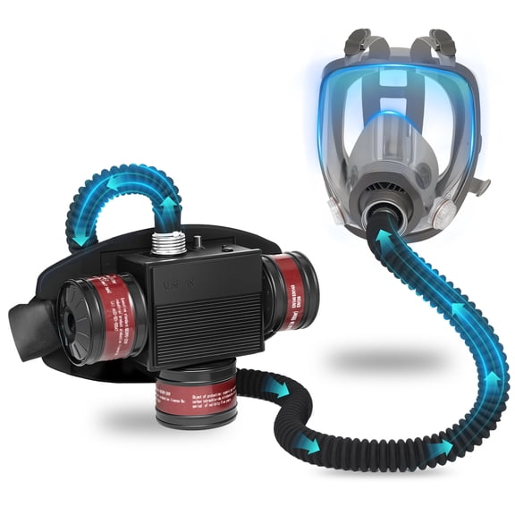 PAPR, Powered Air Purifying Respirator, Portable PAPR Respirator System, PAPR Respirator with 3pcs 40mm Gas Mask Filters, Supplied Air Respirator for Industry, Gas Mask for Gases Resin Paint