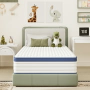 Twin Mattress, PAPROOS 12 inch Hybrid Gel Memory Foam Mattress in a Box, Individually Wrapped Pocket Coils, Cool Twin Size Mattress with Edge Support, Pressure Relief, Medium Firm, CertiPUR-US, Blue