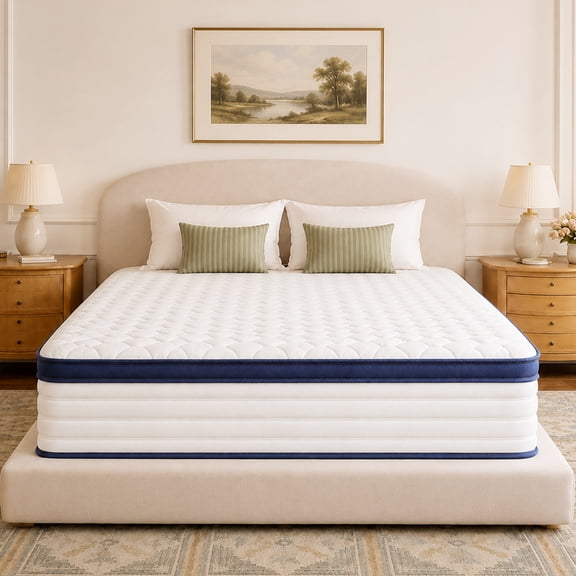 PAPROOS King Mattress, 12 Inch Hybrid Mattress in a Box with Gel Memory Foam & Pocket Coils, Medium Firm King Size Mattress with Fiberglass-Free, Reinforced Edge Support, Pressure Relief
