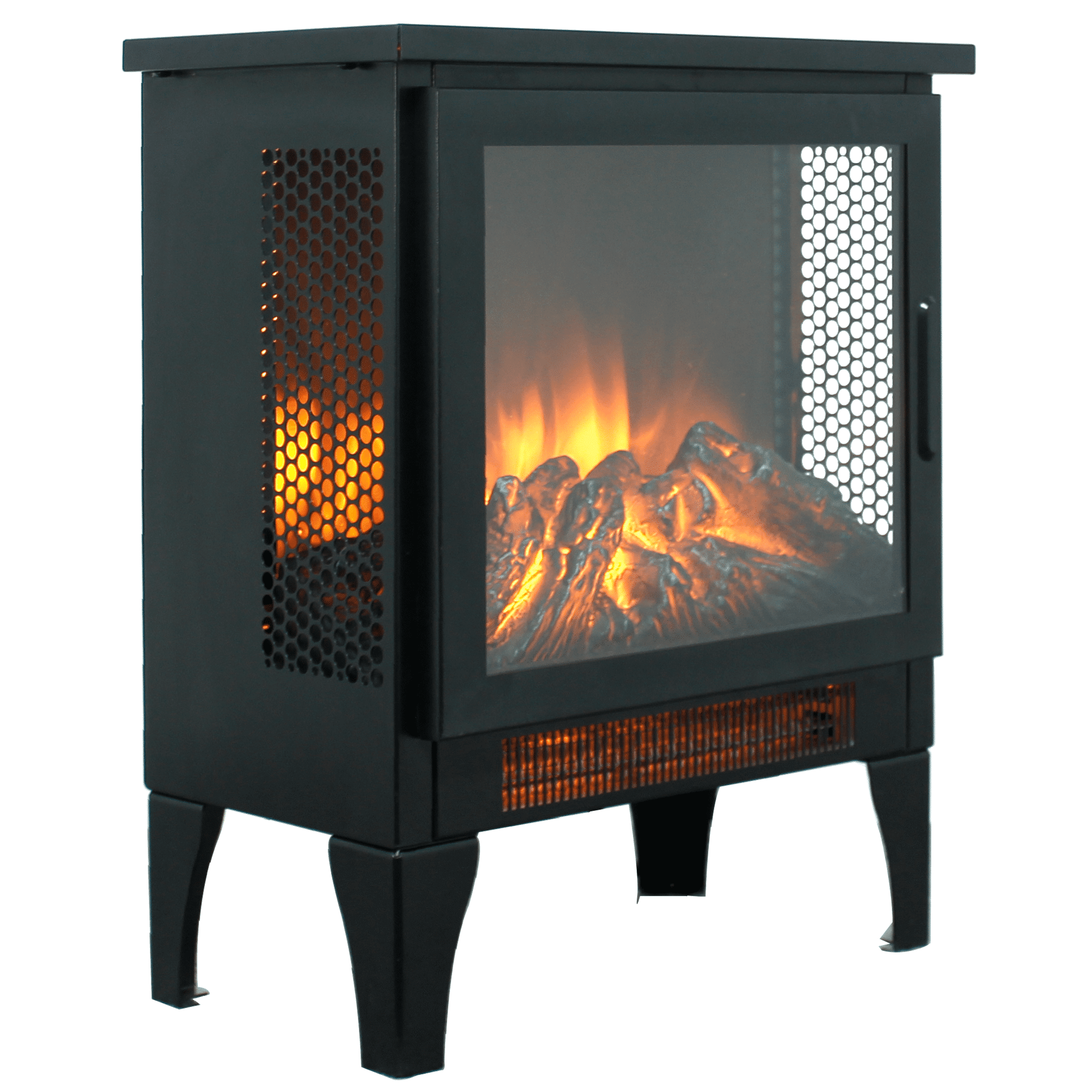 Electric Fireplace Stove Heater, PAPROOS 17" Freestanding Fireplace Stove, 3D Realistic Flame Effect, Fireplace Heater for Home Bedroom,Overheat Protection, CAS Certified, 1400W/700W, Black