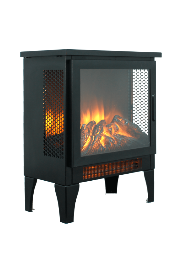 Electric Fireplace Stove Heater, PAPROOS 17" Freestanding Fireplace Stove, 3D Realistic Flame Effect, Fireplace Heater for Home Bedroom,Overheat Protection, CAS Certified, 1400W/700W, Black