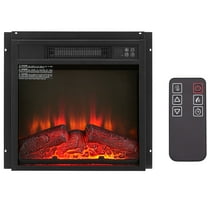 PAPROOS 18 Inch Electric Fireplace Insert, Recessed Wall Mounted Electric Fireplace with Remote Control, Ultra-Thin Fireplace Heater with Log Set, Realistic Flame, 1400W, Black