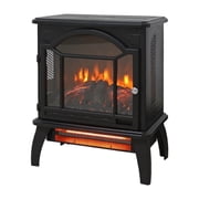 PAPROOS 18 inch Electric Fireplace Heater, Freestanding Quartz Fireplace Infrared Stove Heater with 3D Flame Effect Remote Control, Timer, Safety Protection Heater for Indoor, 1500W, Antique Black