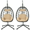 PAPROOS 2 Piece Egg Chair, Hanging Egg Chair with Stand Outdoor Indoor
