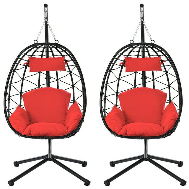 PAPROOS 2 Piece Egg Chair, Hanging Egg Chair with Stand Outdoor Indoor
