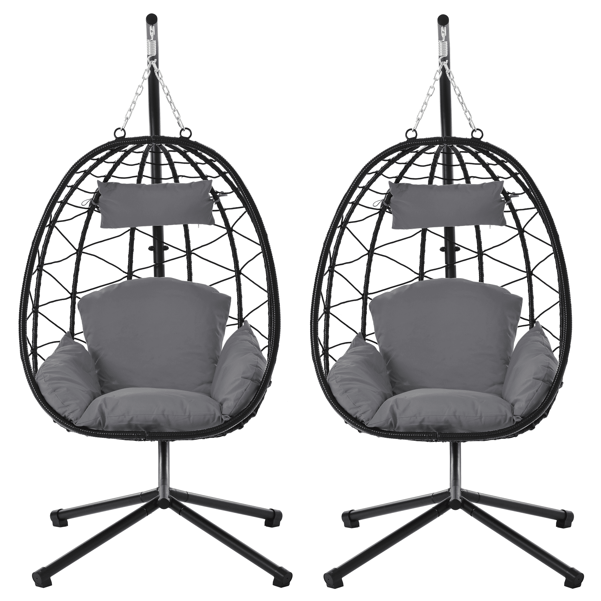 PAPROOS 2 Piece Egg Chair, Hanging Egg Chair with Stand Outdoor Indoor