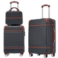 thumbnail image 1 of PAPROOS Travel Luggage Set of 3, 20in 24in Hardside Suitcase with Cosmetic Case, Lightweight Suitcase Set with Spinner Wheels, Expandable Hardshell Luggage Sets, Black, 1 of 8