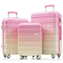 PAPROOS 3 PCS Luggage Set, Lightweight Carry on Hardside Suitcases Set, 20in 24in 28in Travel Luggage with Spinner Wheels and TSA Lock, Modern Hardshell Suitcases and Luggage, Pink